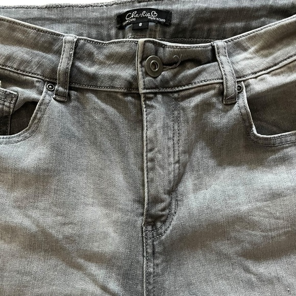 Charlie Grey Cropped Slim Straight Jeans Size 8 | Stretch Mid-Rise Casual Denim - Picture 2 of 10